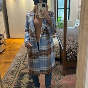 Rachel Zoe Blue Plaid Pea Coat